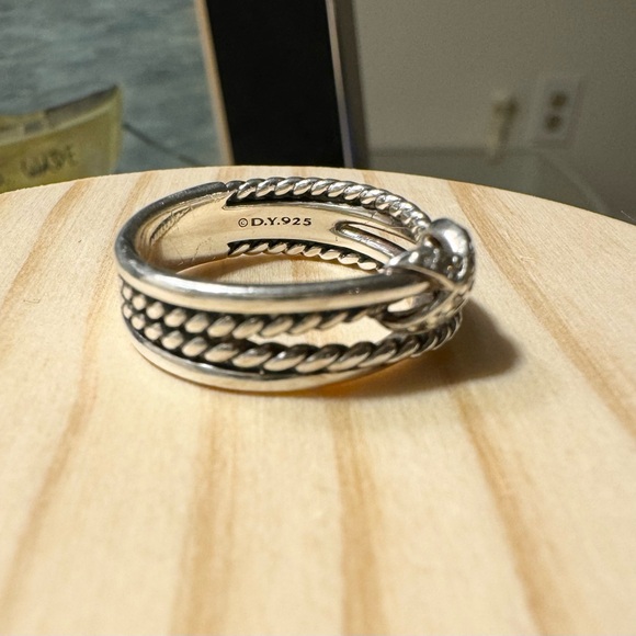 David Yurman X Crossover Band Ring Sterling Silver with Diamonds - size 7 w/ Box - Picture 10 of 12